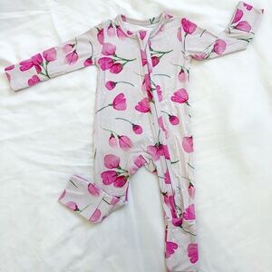 Bamboo Pink Floral Footie